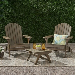 Malibu 3pc Acacia Wood Chat Set - Gray - Christopher Knight Home - 1 of 4
