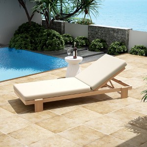 Christopher Knight Home Tobias Patio Adjustable Acacia Wood Chaise Lounge with Water-Resisiant Cushion - 1 of 4