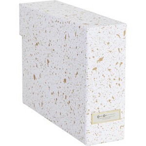 Bigso Lovisa Fiberboard Label Frame - 12 File Storage Box - Sturdy Paperwork Storage Box with Metal Label Holder - 3.7in x 13in x 9.4in - 1 of 4