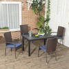 Outsunny Stackable Outdoor Dining Chairs, Cushioned Patio Wicker Dining Chairs - 3 of 4