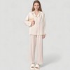 Anna-Kaci Lounge Women's Long Sleeve Button-Down Satin Pajama Top with Ruffle Collar and Wide Leg Pants Sleepwear Set - 2 of 4