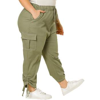 Ellos Women's Plus Size Stretch Cargo Capris Front And Side Pockets Casual  Cropped Pants - 26, Navy Blue : Target