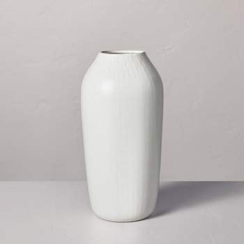 12 Distressed Ceramic Vase Natural Cream - Hearth & Hand™ With