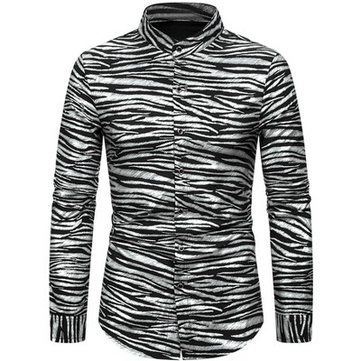 INSPIRE CHIC Men's Animal Printed Long Sleeves Button Down Party Dress Shirt