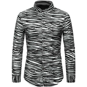 INSPIRE CHIC Men's Animal Printed Long Sleeves Button Down Party Dress Shirt - 1 of 4