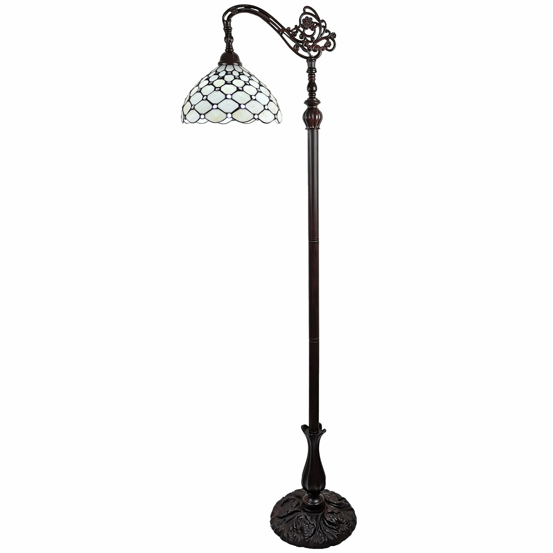 HomeRoots 62" Brown And White Metal Floor Lamp With White Glass Bowl Shade