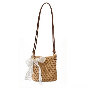 Alilang Crochet Crossbody Bag with Lace Bow Detail Lightweight