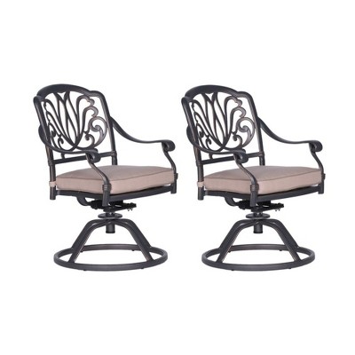 PAGED Set of 2 Patio Dining Chairs,Modern Outdoor Dining Chairs with with Cushion,26 inch Aluminum Chairs Suitable for Patio,Garden