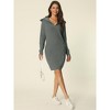 INSPIRE CHIC Women's Fall Winter Zipper V Neck Long Sleeve Slim Fit Casual Sweater Dress - 2 of 4