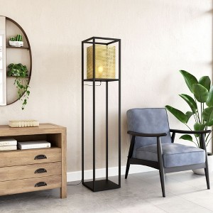 Zuo Modern Yves Floor Lamp – Gold & Black, 59.1" H, Perforated Shade, Steel Frame, Modern Accent Lighting - 1 of 4