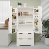 Vynxaria 72" Fluted Kitchen Pantry Cabinet with 2 Drawers & 8-Door Spice Rack, Freestanding Storage Organizer for Bathroom, Dining Room, Office, White - 3 of 4