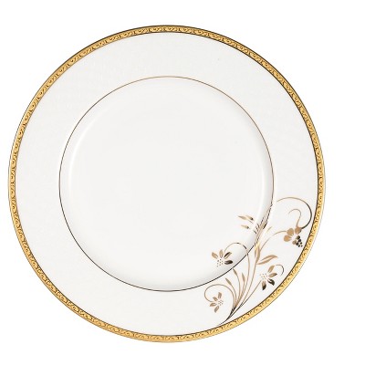Rosalia Gold Floral Embossed Bone China Dinnerware Set, Service for 4