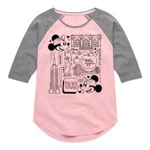 Girls' - Disney - Mickey & Friends Shirt Tail Raglan Graphic T-shirt - 1 of 3