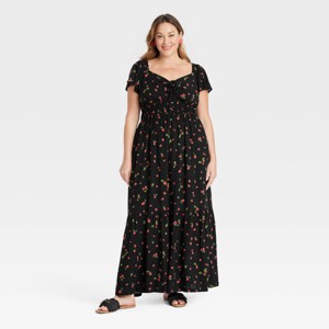 Women's Flutter Short Sleeve Tiered Maxi Empire Waist Dress - Ava & Viv™ - 1 of 3