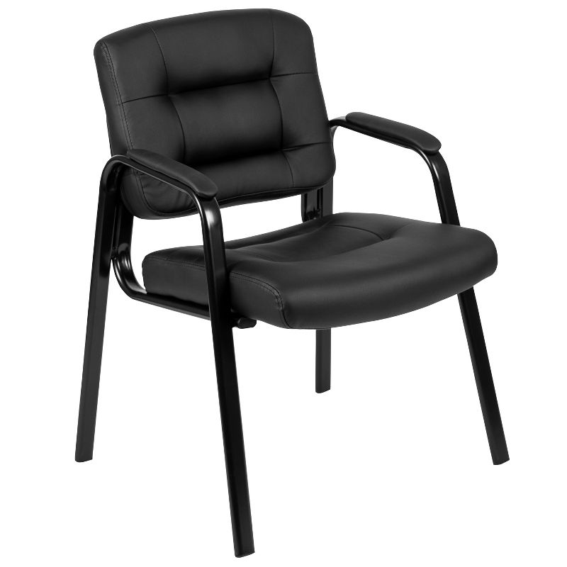 Flash Furniture Darwin Flash Fundamentals Black LeatherSoft Executive Reception Chair with Black Metal Frame, 1 of 15