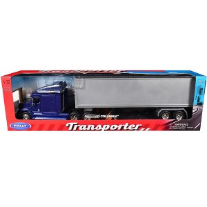 Freightliner Columbia Truck Blue with Gray Container 1/32 Diecast Model by Welly - 1 of 3