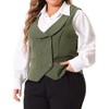 Agnes Orinda Women's Plus Size Double Breasted Retro Lapel Collar with Pockets Suit Vests - image 2 of 4