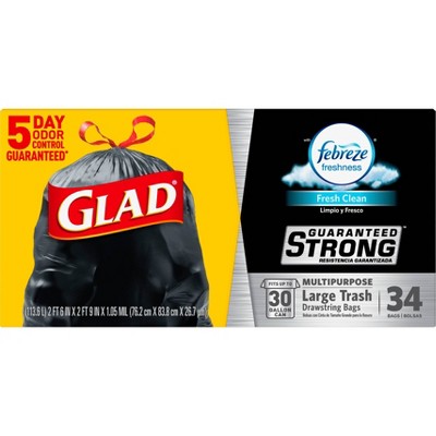 Glad Drawstring Black Trash Bags 