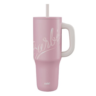 Zak Designs 40oz Barbie Stainless Steel Vacuum Insulated Tumbler with Silicone Straw Pink