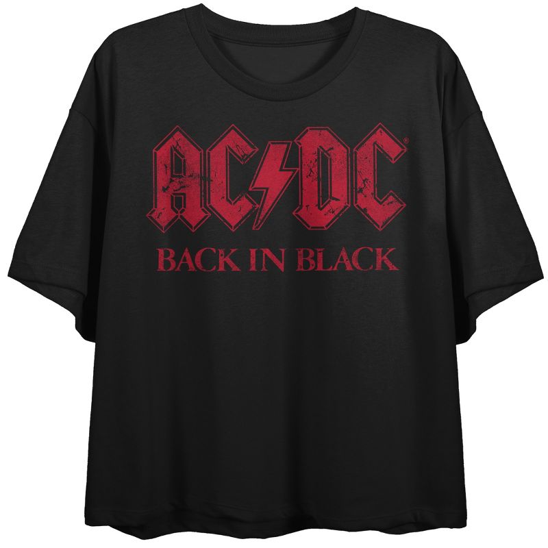 ACDC Back in Women's Black Black Cropped Tee, 1 of 2