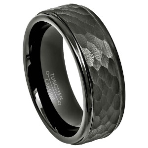 Jewelry Avalanche Mens Gunmetal Tungsten Carbide Wedding Band, Comfort-fit, Hammered finish, 8mm - 1 of 4