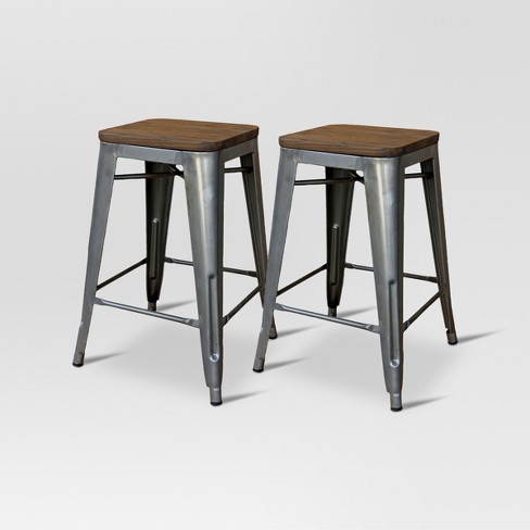 metal counter stools with wood seat