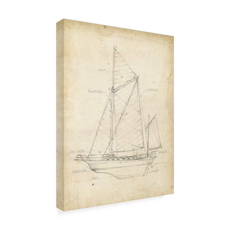 "Sailboat Blueprint V" Outdoor Canvas, 2 of 8