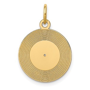 Black Bow Jewelry 14k Yellow Gold Record Album Charm or Pendant, 16mm (5/8 inch) - 1 of 4