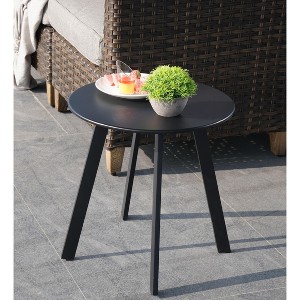 DOMETOUR 17.7x18 Inches Outdoor Side Table, Patio Round Steel End Table Small Accent Table for Patio Balcony Bedroom Living Room - 1 of 4