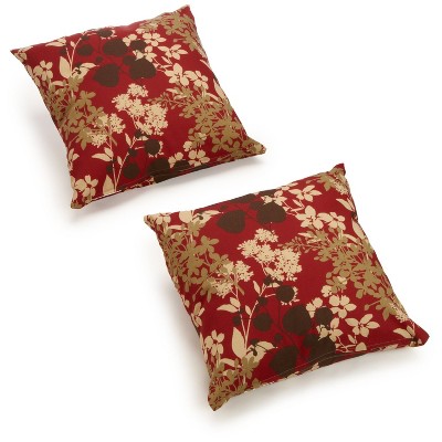 Montfleuri Sangria 17" Square Outdoor Throw Pillows Set