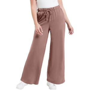 June + Vie by Roaman's French Terry Wide-Leg Pant - 1 of 4