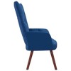 vidaXL Blue Velvet Relaxing Chair with Wooden Legs and Steel Frame – Comfortable Lounge Seating for Living Room, Office - 3 of 4