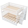 NicBex Full over Full Bunk Bed Draggable Design Pine Frame Bed Frame with Storage Stairs, Rollers and Guardrails, No Box Spring Required - 3 of 4