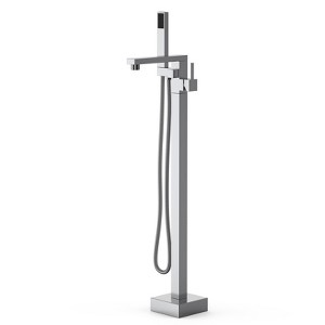 Freestanding Bathtub Filler with High-Flow Shower Mixer Valve - Floor Mounted Freestanding Tub Spout and Standing Shower Faucet System - 1 of 4