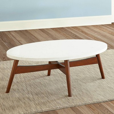 Serena 48" Brown and White Oval Wood Cocktail Table