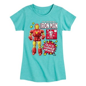 Girls' - Marvel - Iron Man Action Figure Fitted Short Sleeve Graphic T-Shirt - 1 of 4