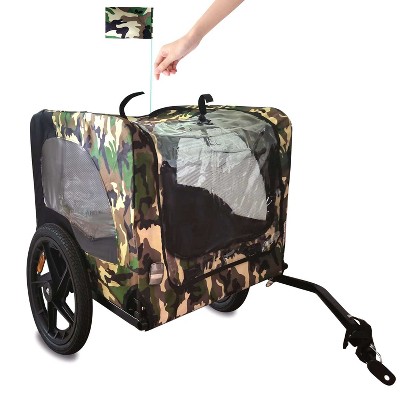 DOMETOUR Pet Bike Trailer for Small/Medium Dogs, Easy Fold, Quick Release Wheels, Non-Slip Floor, Internal Leash