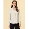 Allegra K Women's Elegant Collar V Neck Long Sleeve Work Office Satin Button Down Shirt - 2 of 4