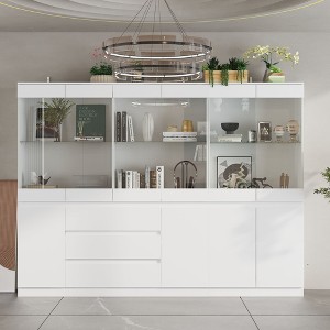 Famapy Modular Kitchen Pantry Cabinet with Light & Glass Doors - 1 of 4