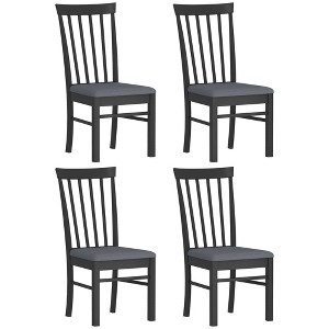 HOMCOM Wooden Dining Chairs Set, Farmhouse Upholstered Kitchen Chairs with Rubber Wood Frame for Living Room, Dining Room - 1 of 4