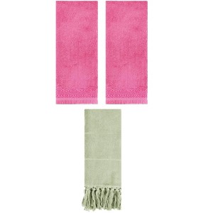 REGALWOVEN 3 Packs Cotton Absorbent Soft Turkish Hand Towels with tassel for Bathroom - 1 of 4