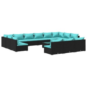vidaXL Garden Lounge Set Black, Water blue - 1 of 4