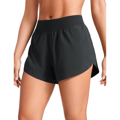 FIONECA Mid Waisted Dolphin Athletic Shorts for Women 4" Lightweight High Split for Gym Workout with Liner Quick Dry