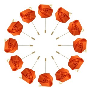 Unique Bargains Wedding Ceremony Anniversary Party Rose Groom Silk Metal Boutonnieres 12 Pcs - 1 of 3