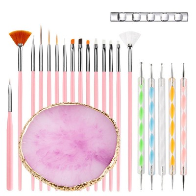 Nail Art Tools 22-piece Set, Resin Nail Art Palette, 2-way Acrylic Silicone Engraving Pen Dotting Pen Tools