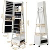4-in-1 Jewelry Armoire with LED Mirror - 360¡ã Rotating, Lockable Wheels, Adjustable Lighting, Velvet-Lined Storage, Matte White - 2 of 4