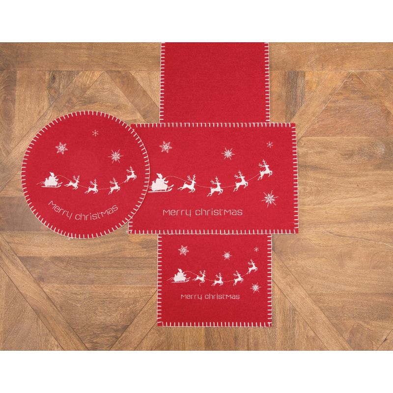 C&F Home 47" x 12" Red Felt "Merry Xmas" Sentiment Die Cut Table Runner, 2 of 4