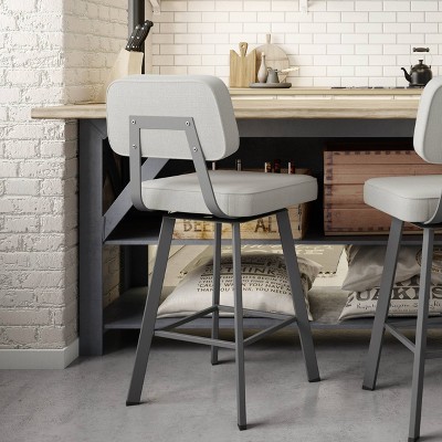 Clarkson 32'' Dark Grey Metal Swivel Counter Stool with Padded Seat