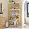 Aheaplus 5 Tier Glass Bookshelf with LED Light, Metal Frame Storage Shelf Display Bookcase - 4 of 4