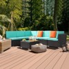 KTMBDW 7 Pieces Outdoor Patio Furniture Sets, Outdoor Sectional Rattan Sofa, Wicker Patio Conversation Set with Cushion, Glass Table, Pillow, Brown - 2 of 4